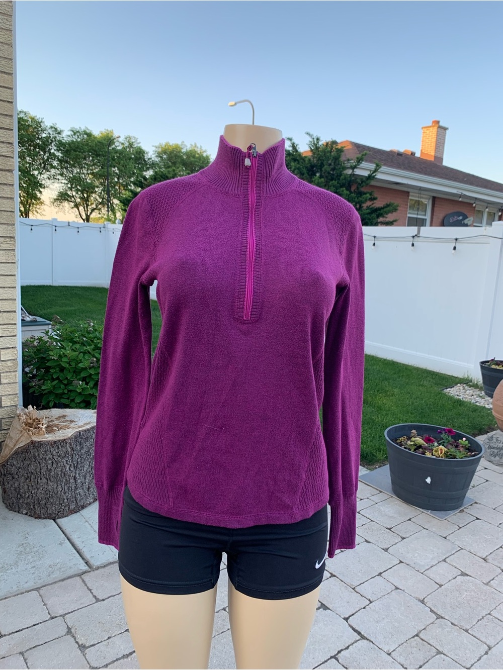 Eddie Bauer purple 3/4 zip cotton sport sweater TM